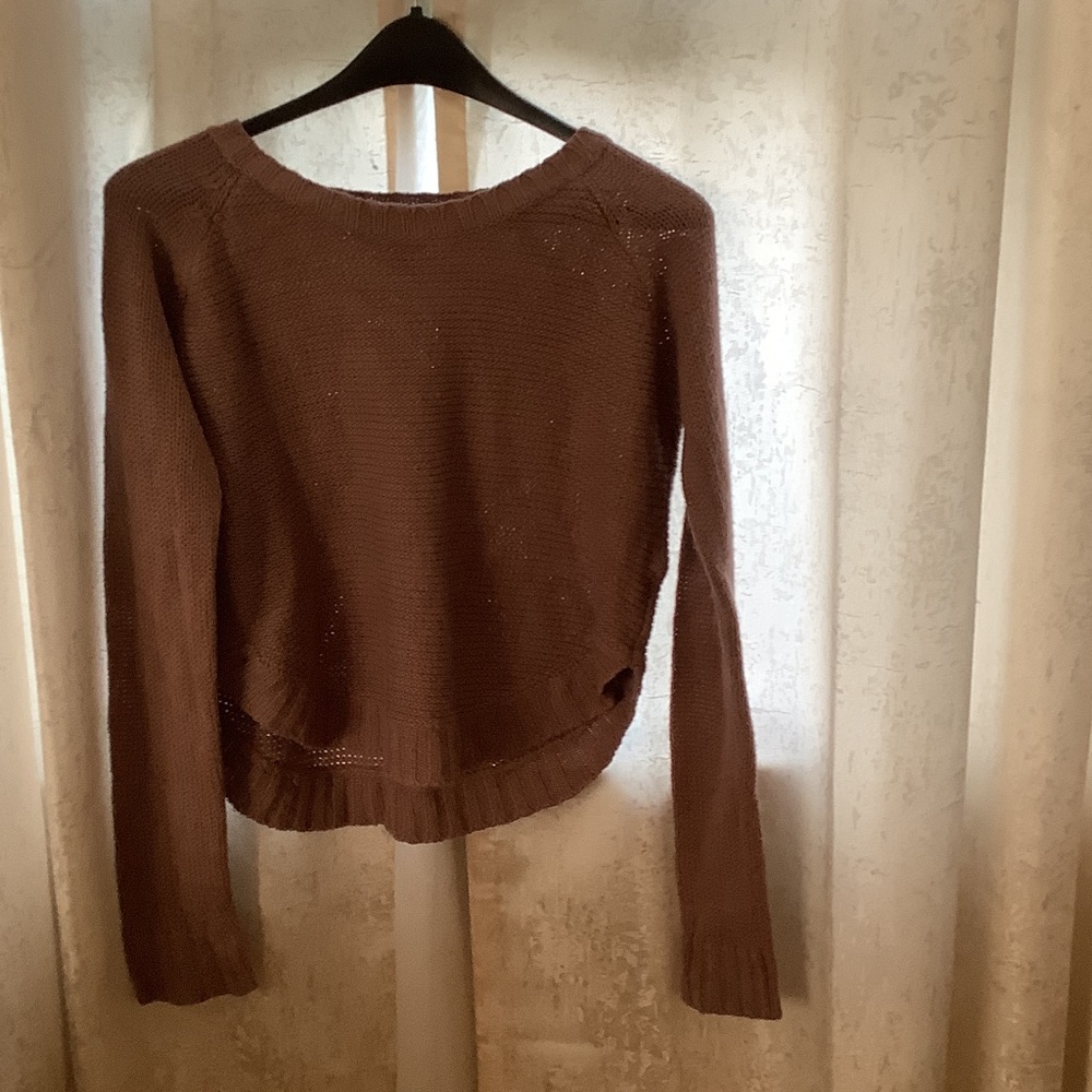 Charlotte Russe Brown Scoop Neck Knit Sweater